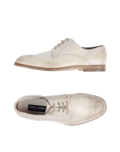 Shop Dolce & Gabbana Lace-up Shoes In Ivory