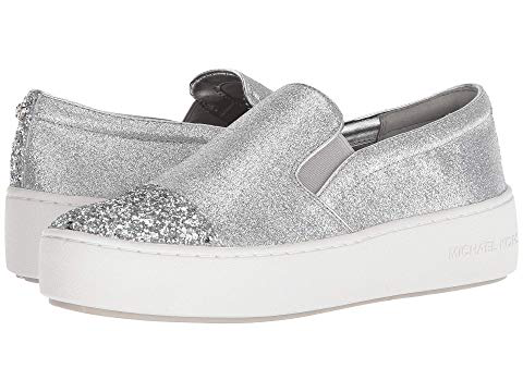 michael kors silver slip on shoes
