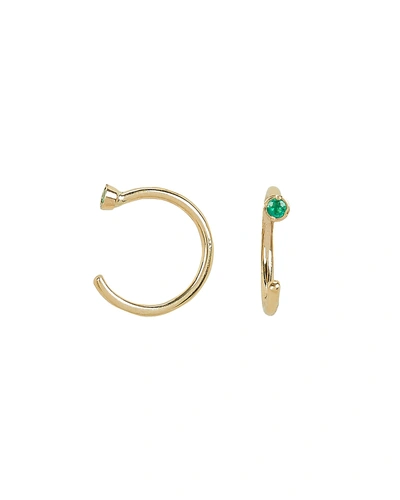 Shop Ariel Gordon Jewelry Ariel Gordon Dual Emerald Birthstone Hoops In Gold