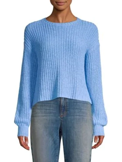 Shop Eileen Fisher Chunky Knit Crop Sweater In Blue Bird