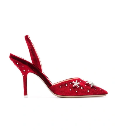 Shop Attico Star Embellished Pumps In Red