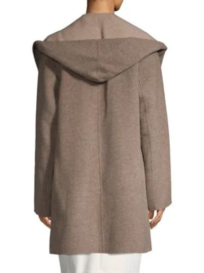 Shop Vince Wool-blend Hooded Coat In Black Grey