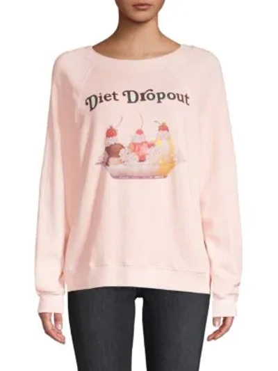 Shop Wildfox Graphic Raglan Sweatshirt In Pink Wood