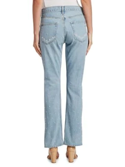 Shop Jonathan Simkhai Distressed Beaded Jeans In Chambray