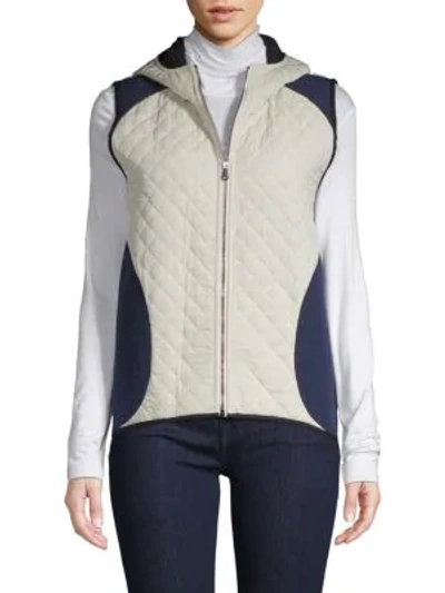 Shop Becken Quilted Zip-front Vest In Cream Multi