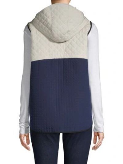 Shop Becken Quilted Zip-front Vest In Cream Multi