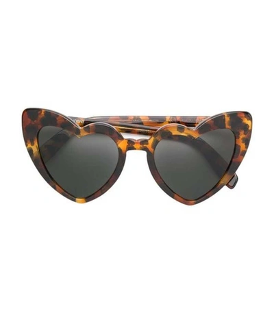 Shop Saint Laurent Lou Lou Heart-shaped Sunglasses In Brown