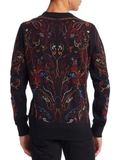 Shop Alexander Mcqueen Embroidered Cotton Sweatshirt In Black
