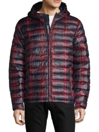 Shop Tommy Hilfiger Plaid Puffer Jacket In White