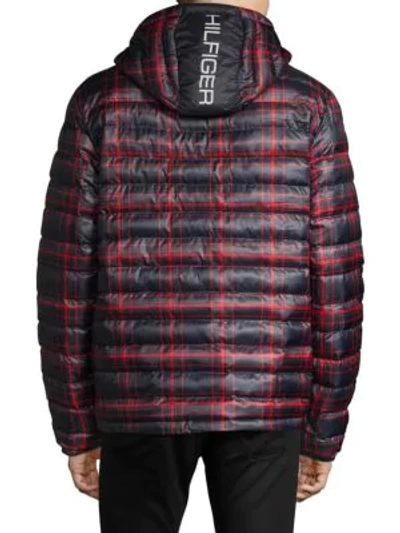 Shop Tommy Hilfiger Plaid Puffer Jacket In White