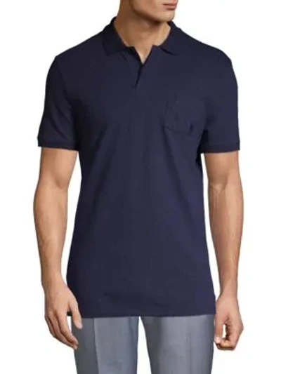 Shop Versace Classic Cotton Polo In Navy