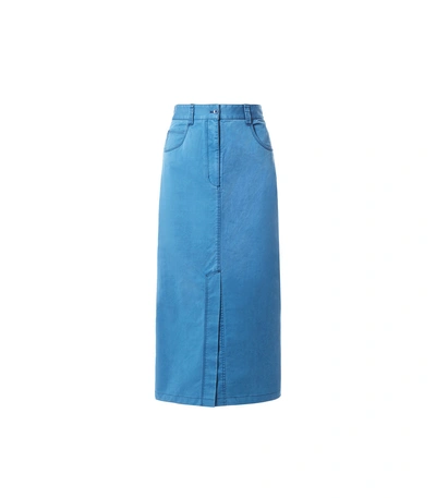 Shop Tibi Washed Indigo Twill Pencil Skirt In Light Denim