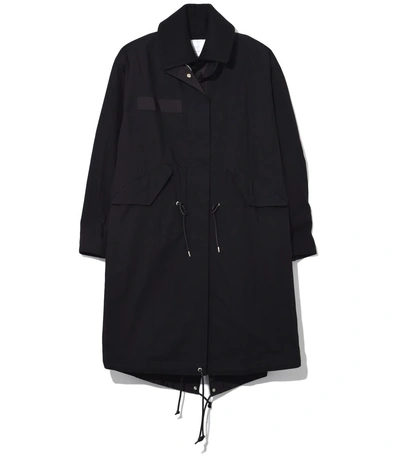 Shop Sacai Cotton Nylon Oxford Coat In Black