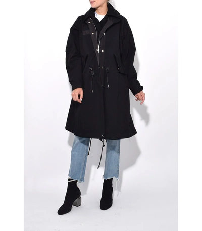 Shop Sacai Cotton Nylon Oxford Coat In Black