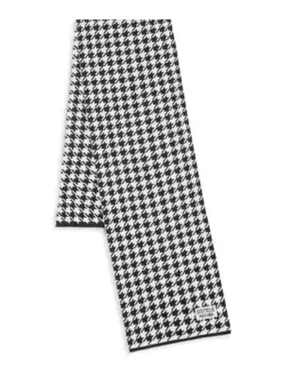 Shop Moschino Houndstooth Knit Scarf In White Black