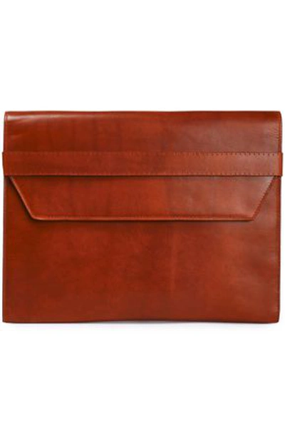 Shop Maison Margiela Woman Brushed-leather Clutch Brick