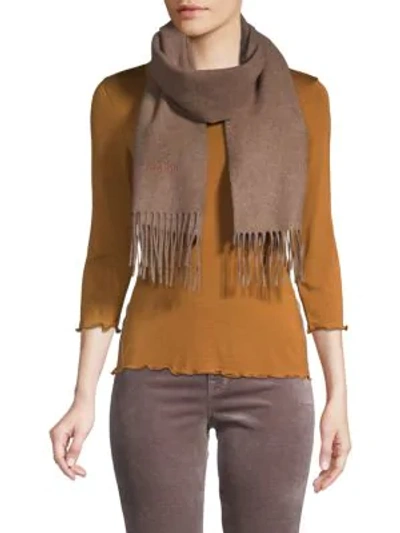 Shop Moschino Solid Wool Scarf In Brown