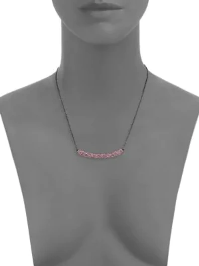 Shop Jardin Embellished Curved Bar Pendant Necklace In Pink Black