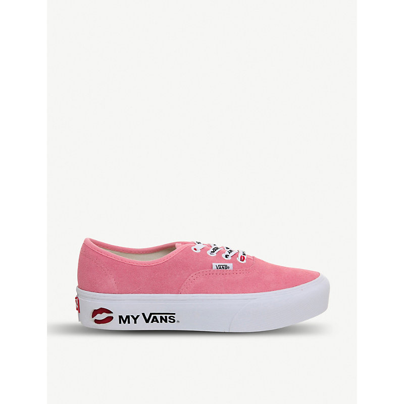 vans pink authentic platform suede sneakers