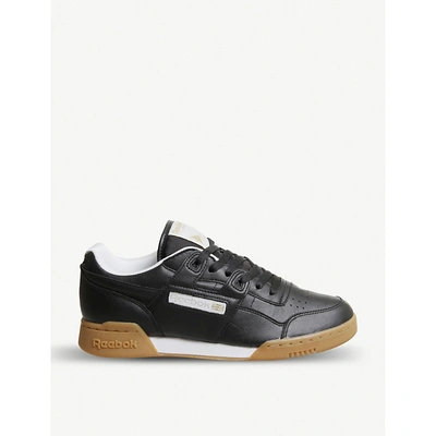 Shop Reebok Workout Lo Plus Leather Trainers In Black Gum