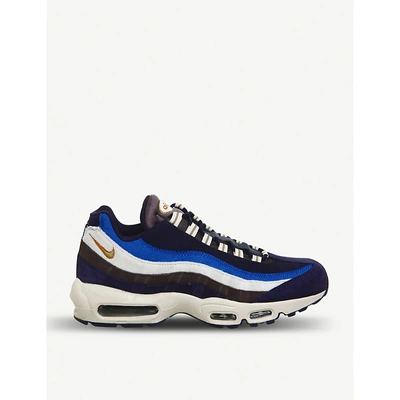 Shop Nike Air Max 95 Leather Trainers In Blackened Blue