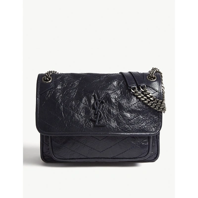 Shop Saint Laurent Niki Leather Shoulder Bag In Midnight Blue