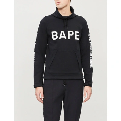 Shop A Bathing Ape Funnel Neck Cotton-blend Sweatshirt In Black