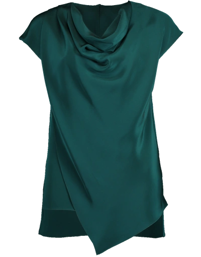 Shop Adam Lippes Emerald Silk Crepe Cowl Neck Top