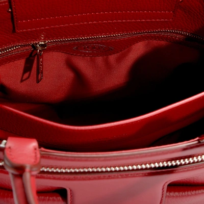 Shop Tod's | Hobo Crossbody Bag In Red Grained Calfskin In Brown