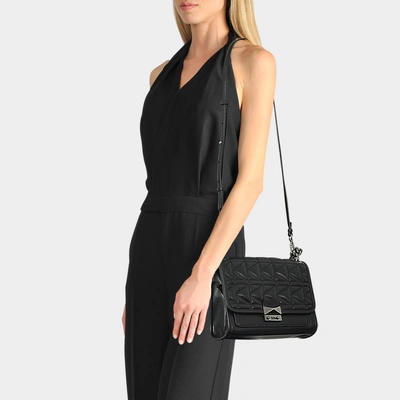 Shop Karl Lagerfeld | K/kuilted Handbag In Black Lamb Skin