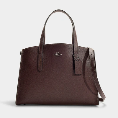 Shop Coach Charlie Carryall In Burgundy Polished Pebble Leather