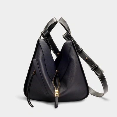 Shop Loewe Hammock Small Bag In Midnight Blue And Black Calfskin