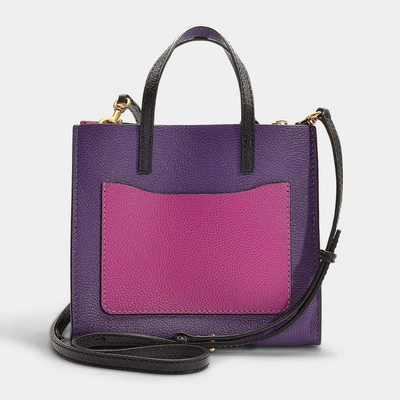 Shop Marc Jacobs | The Mini Grind Colorblocked Bag In Multicolor Purple Calfskin