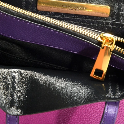 Shop Marc Jacobs | The Mini Grind Colorblocked Bag In Multicolor Purple Calfskin