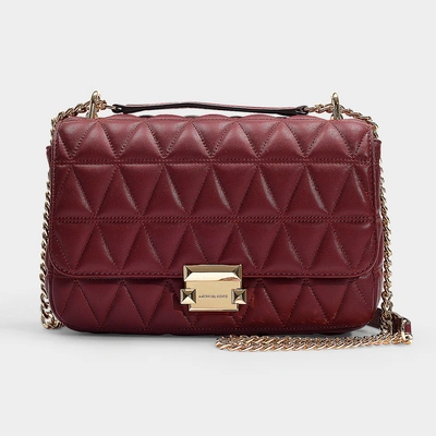 Michael Michael Kors | Sloan Large Chain Shoulder Bag In Burgundy Quilted  Lambskin | ModeSens