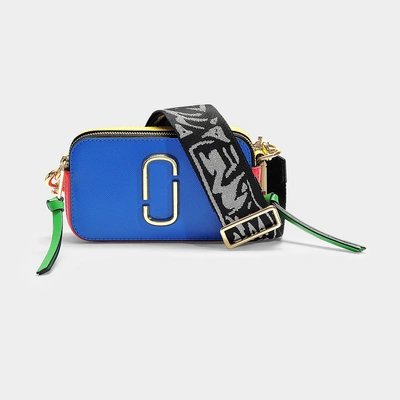  Snapshot Crossbody Bag In Multicolor Blue Polyurethane Coated Calfskin