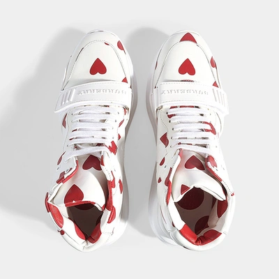Shop Burberry | Regis Heart High-top Trainers In Red And White Smooth Calfskin
