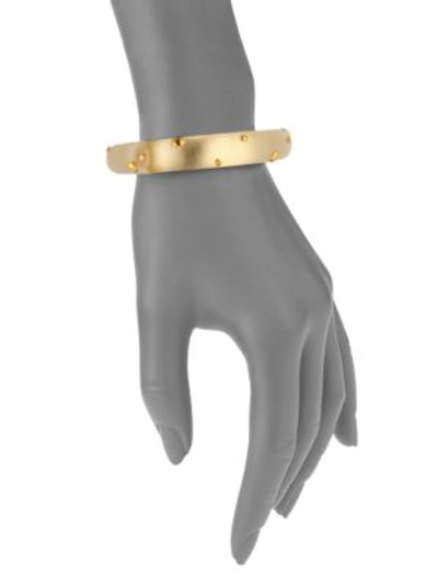 Shop Alexis Bittar Studded Lucite Bangle Bracelet/gold In Warm Grey