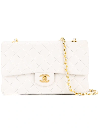 Pre-owned Chanel Vintage Quilted Chain Shoulder Bag - White