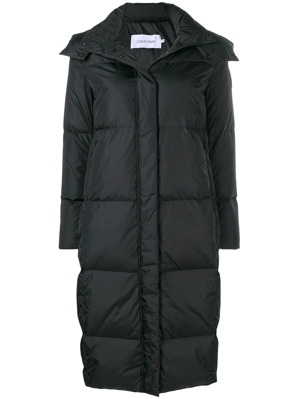 black padded midi coat