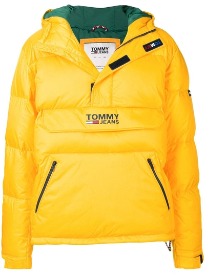 Shop Tommy Jeans Padded Pullover In Yellow