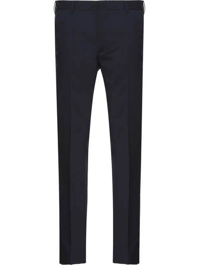 Shop Prada Wool And Mohair Trousers In Blue