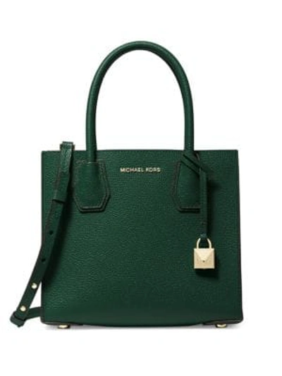 Shop Michael Michael Kors Mercer Leather Medium Messenger In Racing Green