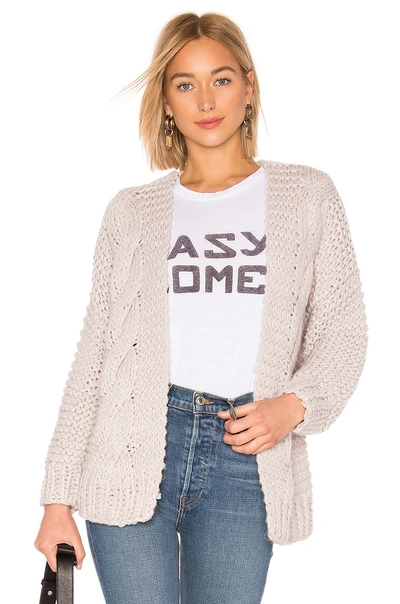 Shop About Us Hope Cable Knit Cardigan In Light Gray. In Grey