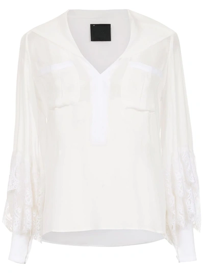 Shop Andrea Bogosian Sheer Silk Blouse - White