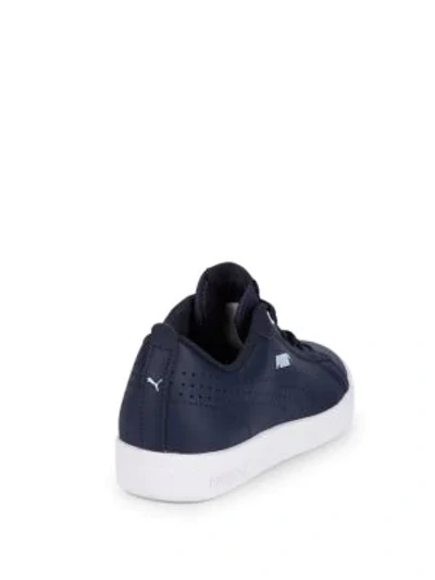 Shop Puma Smash Perforated Leather Sneakers In Blue