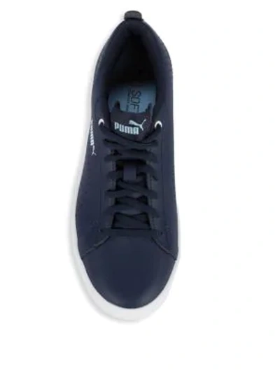 Shop Puma Smash Perforated Leather Sneakers In Blue