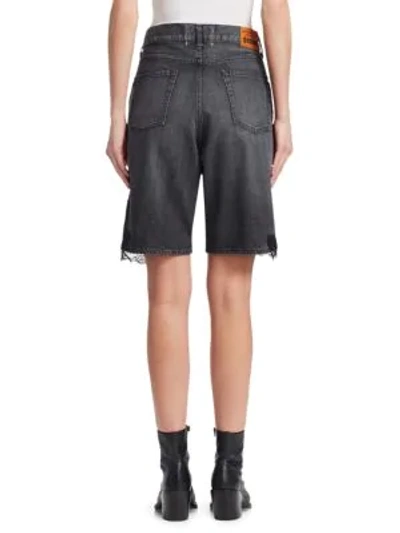 Shop Junya Watanabe Lace Trim Denim Bermuda Shorts In Black White