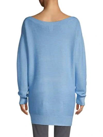 Shop John & Jenn Textured Off-the-shoulder Sweater Dress In Mystic Blue