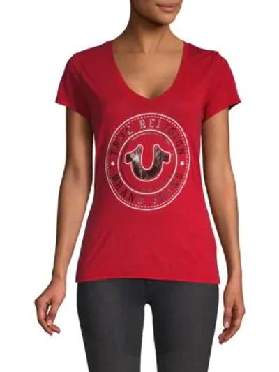 Shop True Religion Logo Graphic T-shirt In Ruby Red